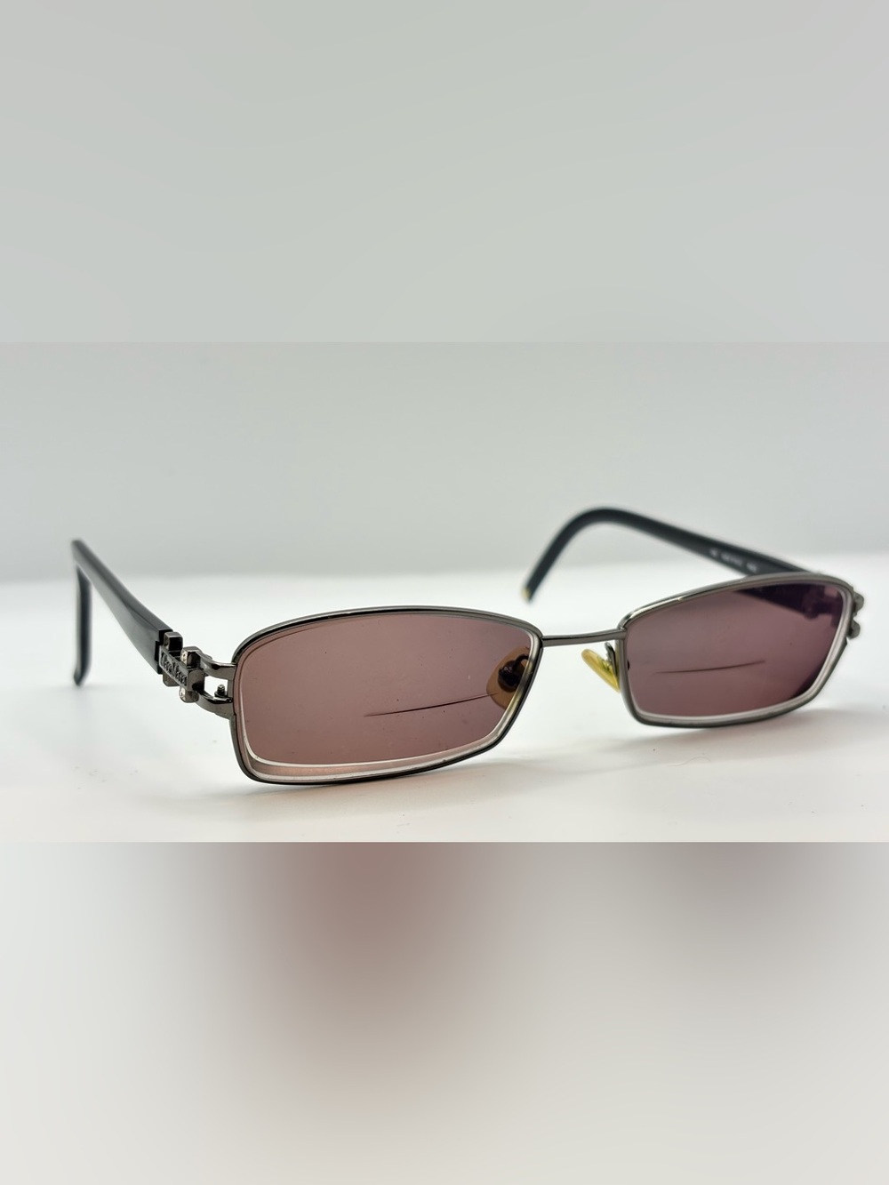 Max Mara MM976/U Gunmetal Rectangular Metal Sunglasses Frames Only Italy
